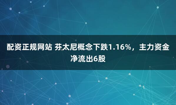 配资正规网站 芬太尼概念下跌1.16%，主力资金净流出6股